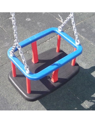 Asiento de caucho con cadena galvanizada para parques infantiles.