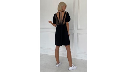 Comprar vestido negro con espalda transparente y encaje