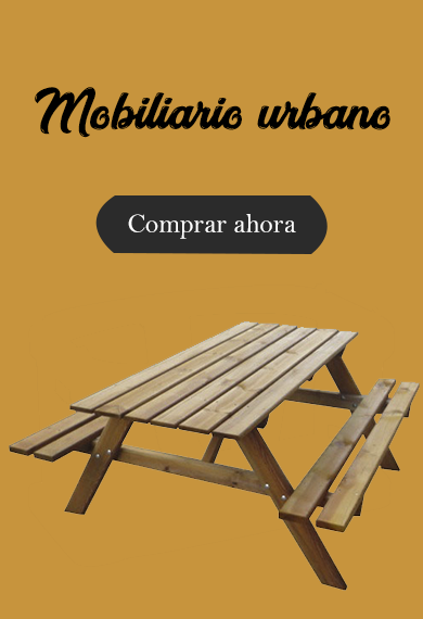 Mobiliario urbano bancos y mesas picnic